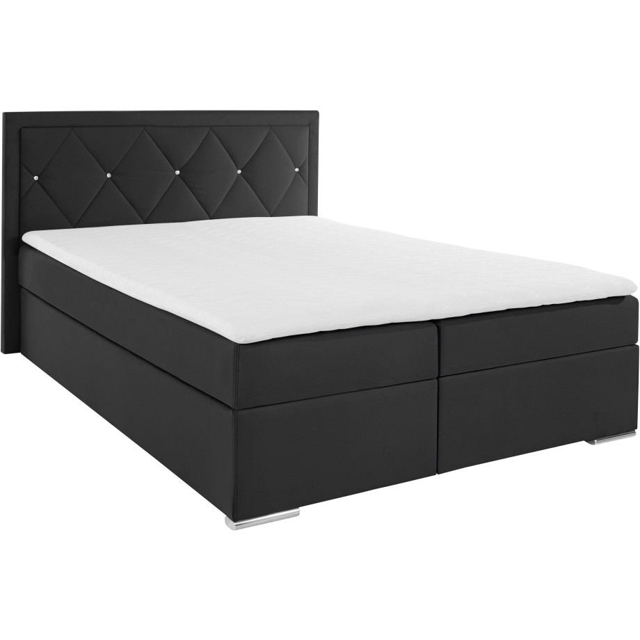 Leonique Boxspring Alfie, bestseller, optioneel met bedlade met strassteentjes in het hoofdbord, h2, h3 en h4 ter keuze afbeelding 1