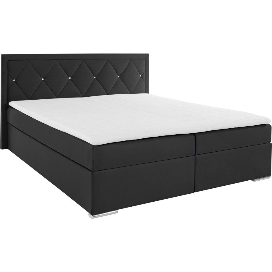 Leonique Boxspring Alfie, bestseller, optioneel met bedlade met strassteentjes in het hoofdbord, h2, h3 en h4 ter keuze afbeelding 1