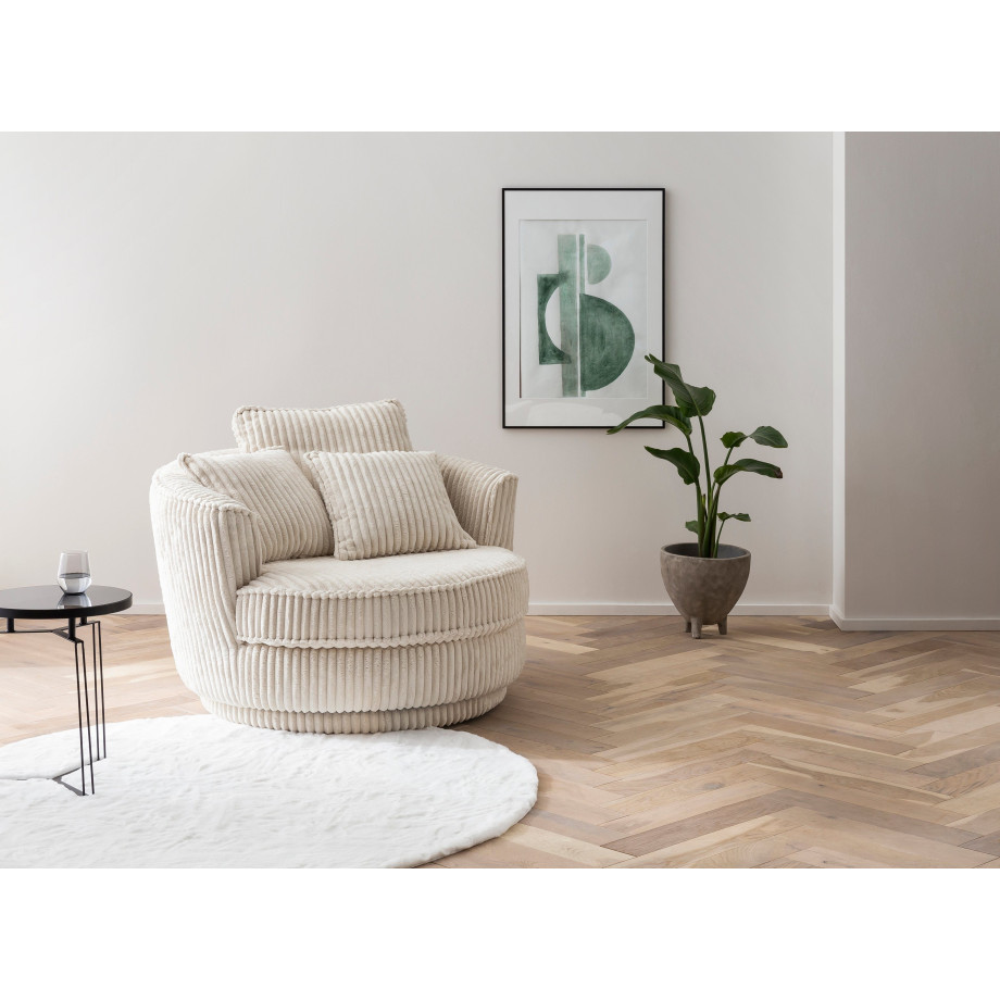 Leonique Draaibare fauteuil Maisie Zetel in MEGA CORD en geweven velours, 360 graden draaibaar afbeelding 1