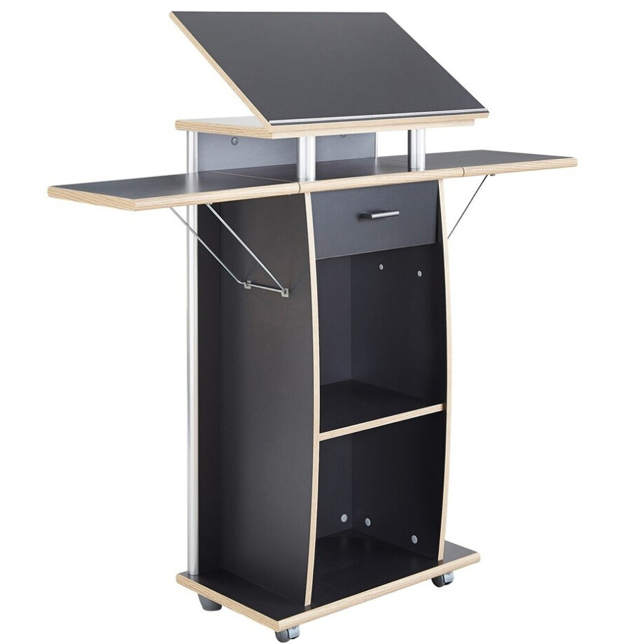 Lessenaar lectern verrijdbaar antraciet Lessenaar lectern verrijdbaar antraciet afbeelding 1