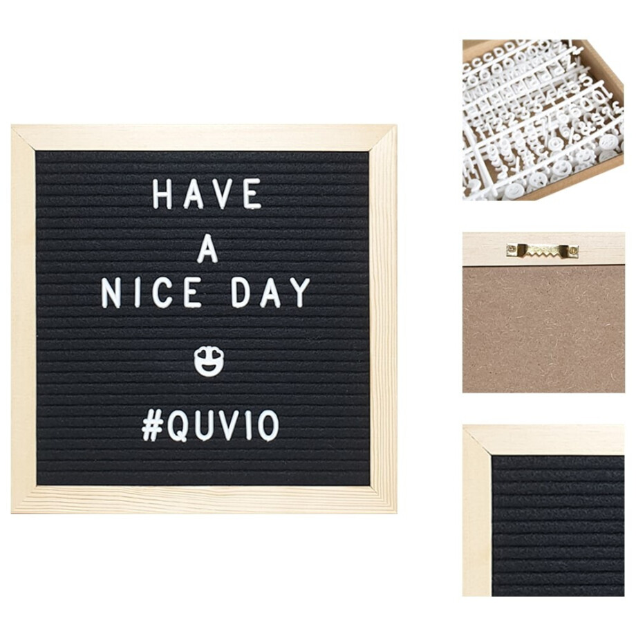 QUVIO Letterbord - Inclusief 460 letters, cijfers en symbolen - Hout en vilt afbeelding 1