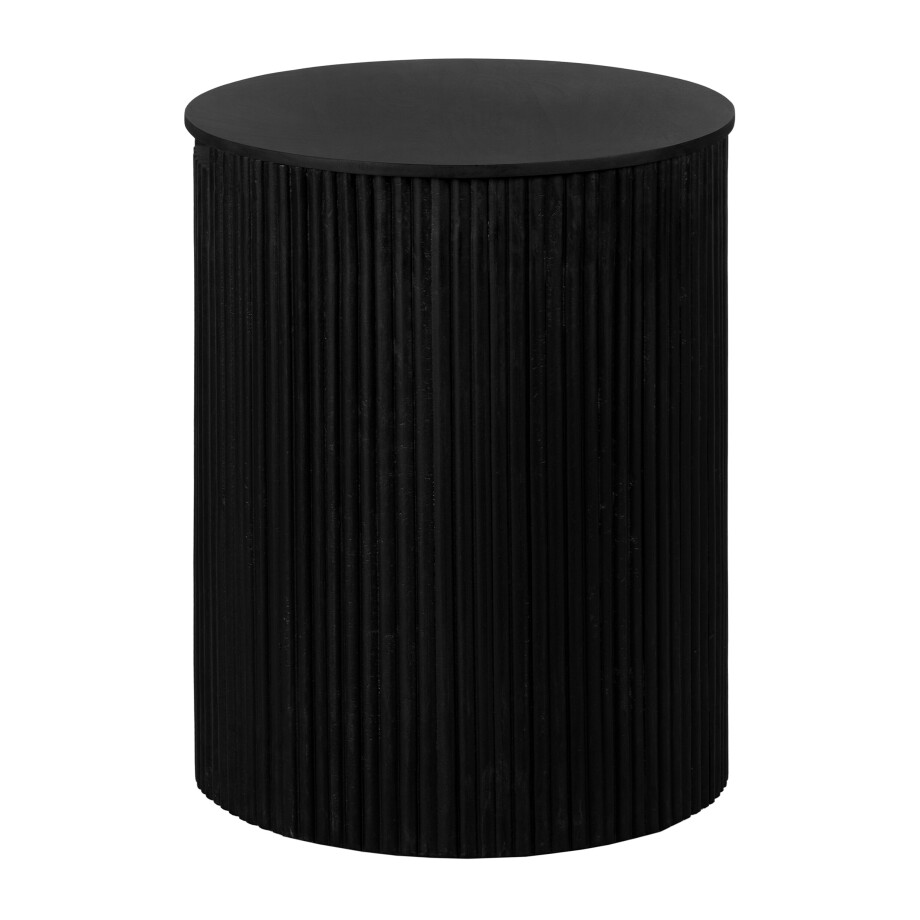 Lewis & Loft Bijzettafel Lonne - FSC® mangohout - Met opbergruimte - ⌀40 cm - Zwart afbeelding 1
