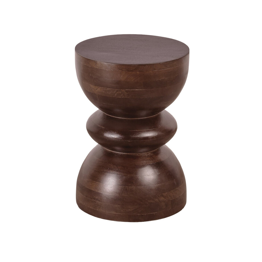 Lewis & Loft Bijzettafel Luis - Gestapeld - FSC mangohout - Rond ⌀35 - Walnoot bruin afbeelding 1