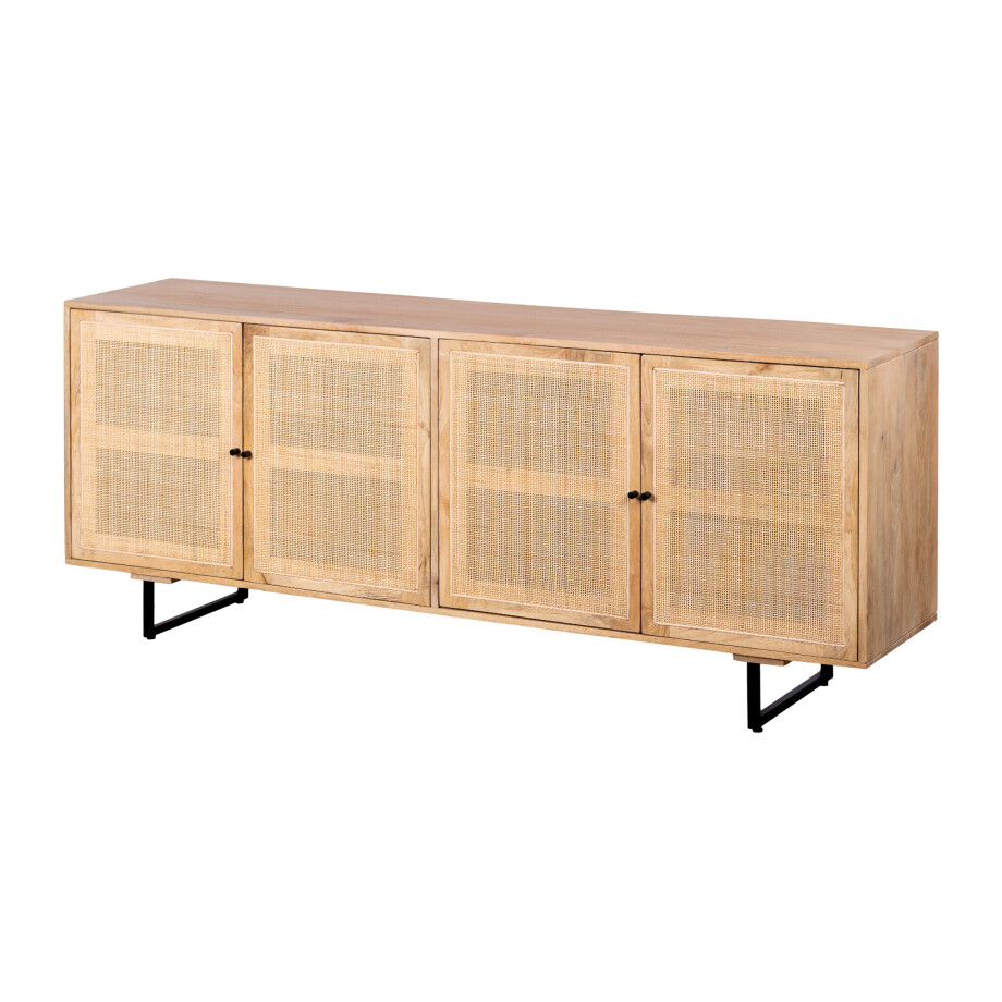 Lewis & Loft Dressoir Lucas - Met 4 deuren - FSC®-gecertificeerd mangohout - Rotan - Naturel afbeelding 1