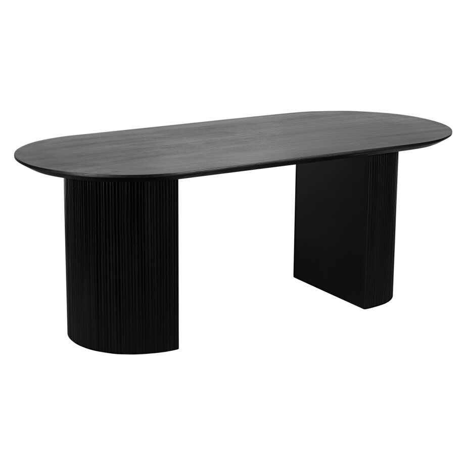 Lewis & Loft Eettafel Lynn - Ovaal - FSC®-gecertificeerd mangohout - 200x90 cm - Zwart afbeelding 1