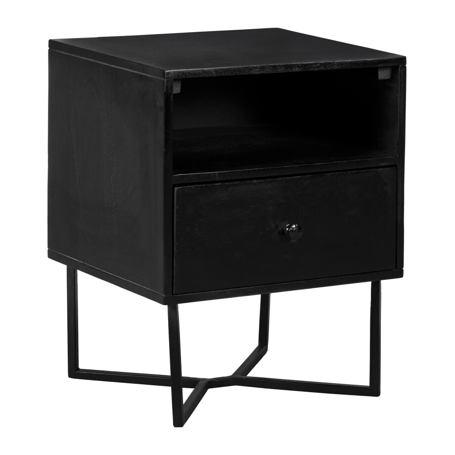Lewis & Loft Nachtkastje Lot - FSC® mangohout - Zwart afbeelding 1