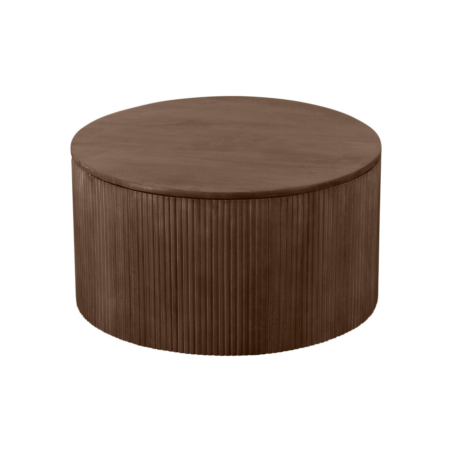 Lewis & Loft Salontafel Lonne - FSC mangohout - Met opbergruimte - ⌀70 cm - Bruin Lewis & Loft Salontafel Lonne - FSC mangohout - Met opbergruimte - ⌀70 cm - Bruin afbeelding 1
