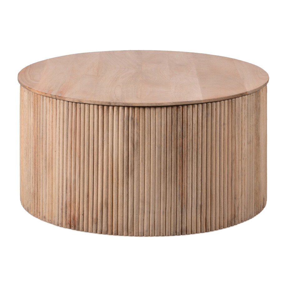 Lewis & Loft Salontafel Lonne - FSC® mangohout - Met opbergruimte - ⌀70 cm - Naturel afbeelding 1