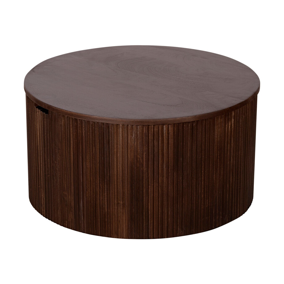 Lewis & Loft Salontafel Lonne - FSC mangohout - Met opbergruimte - ⌀70 cm - Walnoot bruin Lewis & Loft Salontafel Lonne - FSC mangohout - Met opbergruimte - ⌀70 cm - Walnoot bruin afbeelding 1