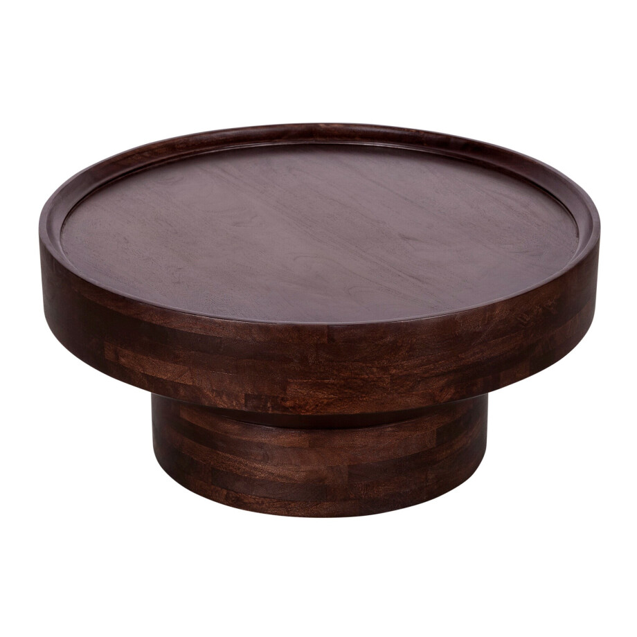 Lewis & Loft Salontafel Luus - FSC mangohout - Rond ⌀80 cm- Walnoot bruin afbeelding 1