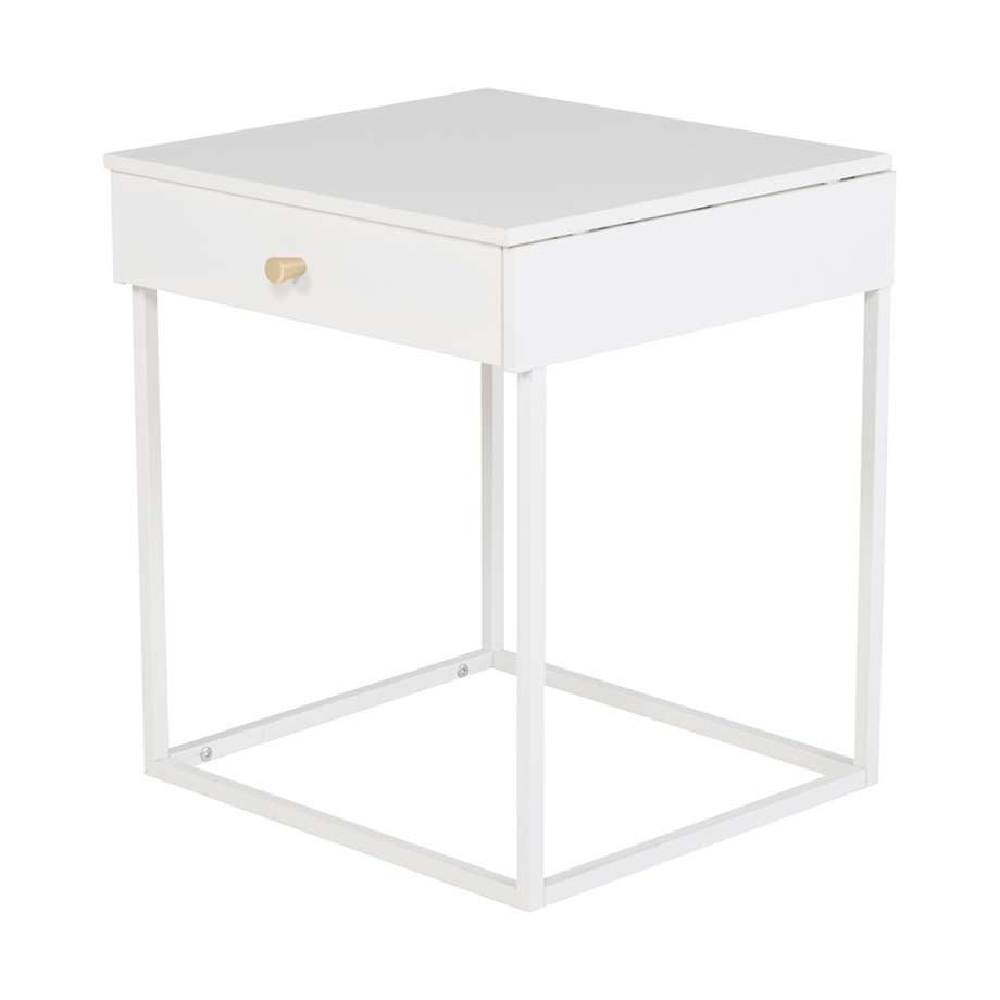 Lewis metalen nachtkastje wit - 43 x 41 cm afbeelding 1