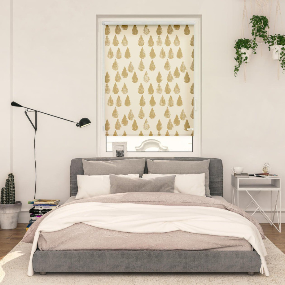 LICHTBLICK Rolgordijn met zijbediening Rolgordijn Klemmfix, zonder boren, verduistering, golden drops - goud (1 stuk) afbeelding 1