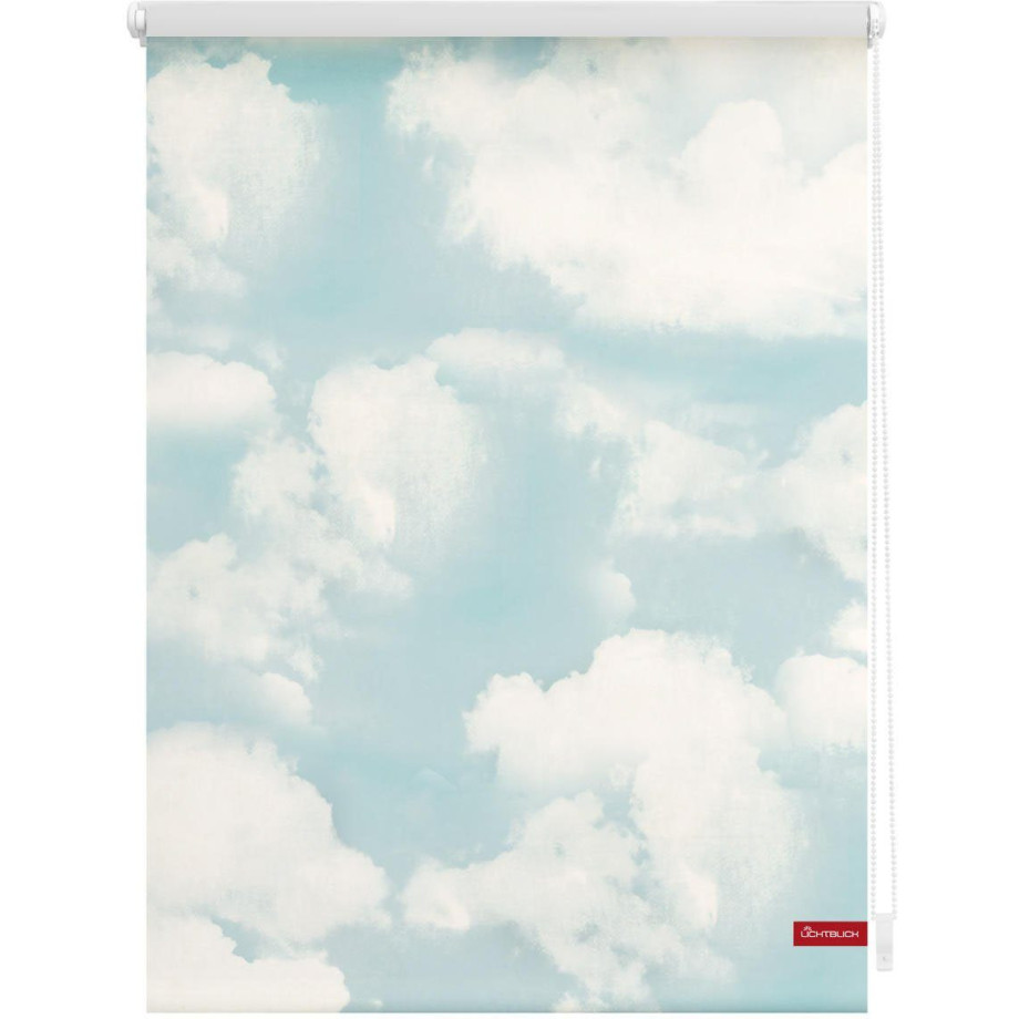 LICHTBLICK Rolgordijn met zijbediening Rolgordijn Klemmfix, zonder boren, verduistering, wolken - blauw (1 stuk) afbeelding 1