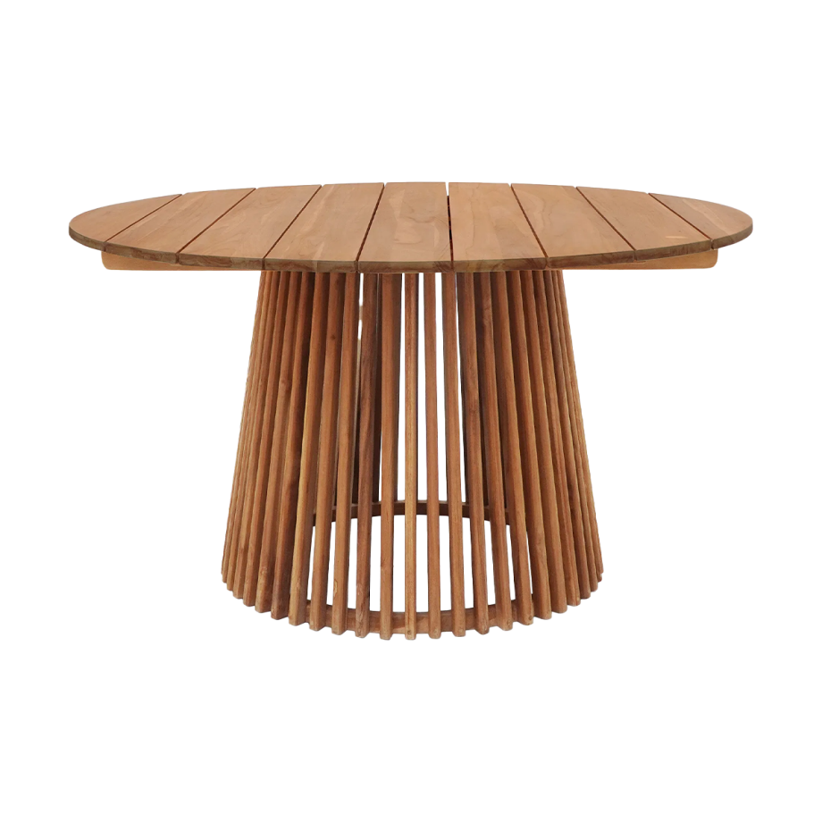 Lidewij ronde teakhouten tuintafel naturel - Ø 120 cm afbeelding 1