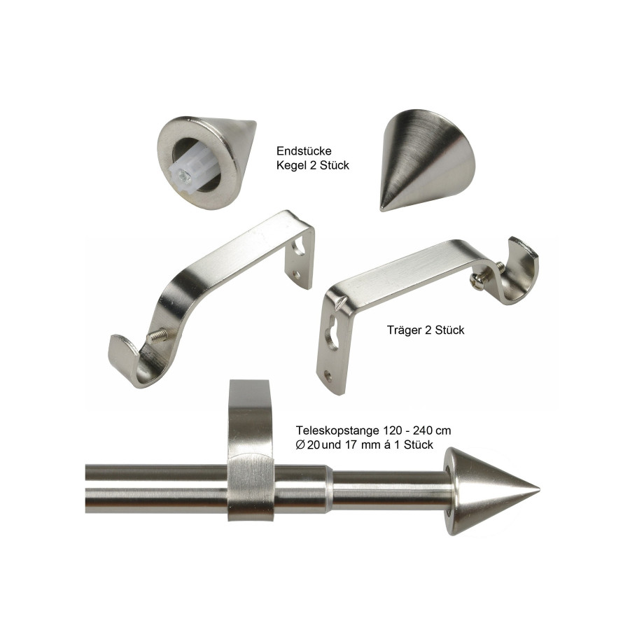 Liedeco Gordijnroede Kegel Ã˜ 20 mm roestvrij staalkleur afbeelding 1
