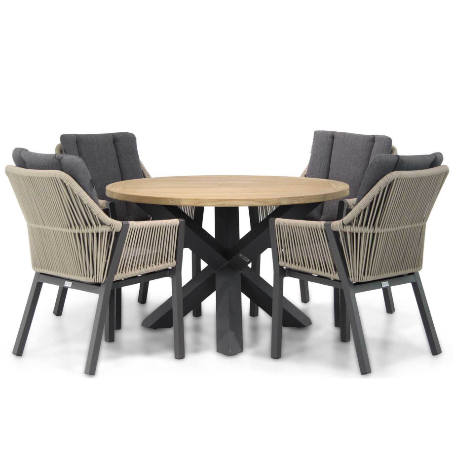 Lifestyle Verona/Rockville 120 cm rond dining tuinset 5-delig afbeelding 1