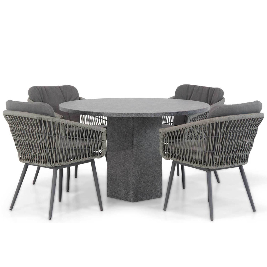 Lifestyle Western/Graniet 120 cm rond dining tuinset 5-delig afbeelding 1