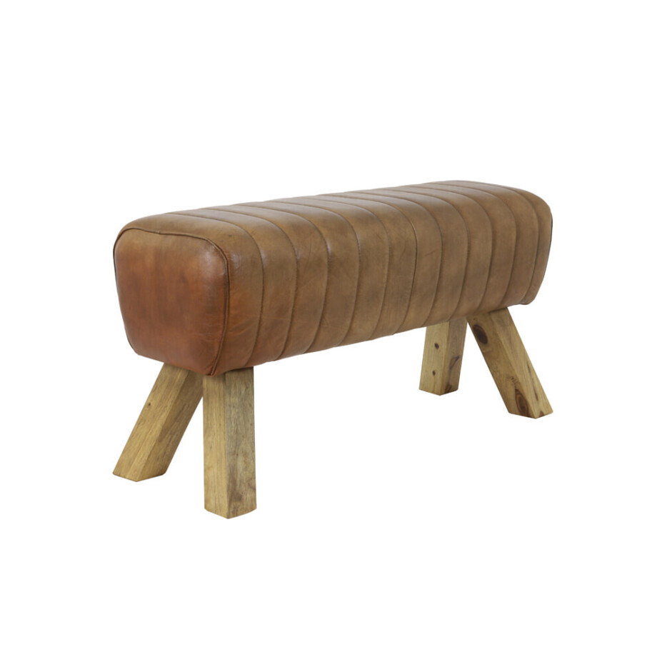 Light & Living Bank 'Ramy' Leder, kleur Bruin Light & Living Bank 'Ramy' Leder, kleur Bruin afbeelding 1