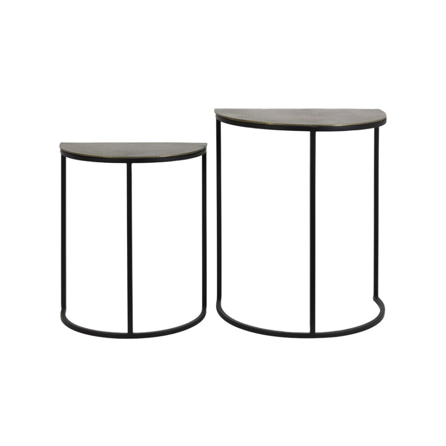 Light & Living Bijzettafel 'Peto' Set van 2 stuks 40x23x49+, ruw antiek brons-m afbeelding 