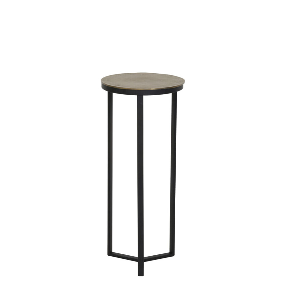 Light & Living Bijzettafel 'Retiro' zuil, mat zwart+ruw antiek brons Light & Living Bijzettafel 'Retiro' zuil, mat zwart+ruw antiek brons afbeelding