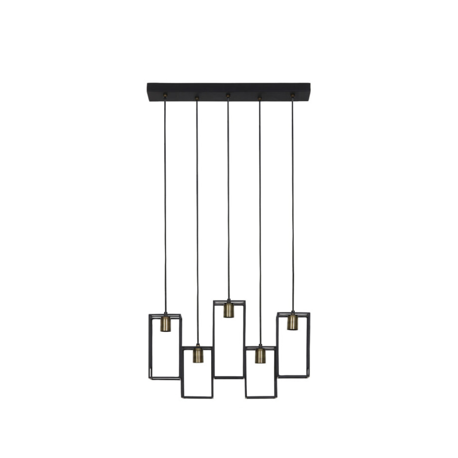 Light & Living Hanglamp 'Divera' 5-Lamps, mat zwart afbeelding 