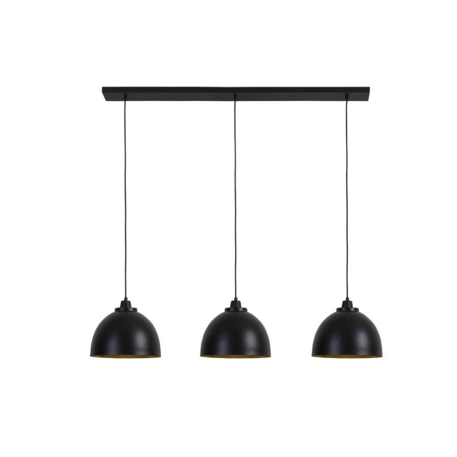 Light & Living Hanglamp 'Kylie' 3-Lamps, mat zwart-goud afbeelding 