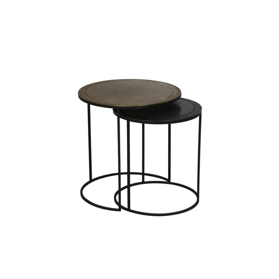 Light & Living Sidetable 'Talca', set van 2 stuks, antiek koper met brons afbeelding 