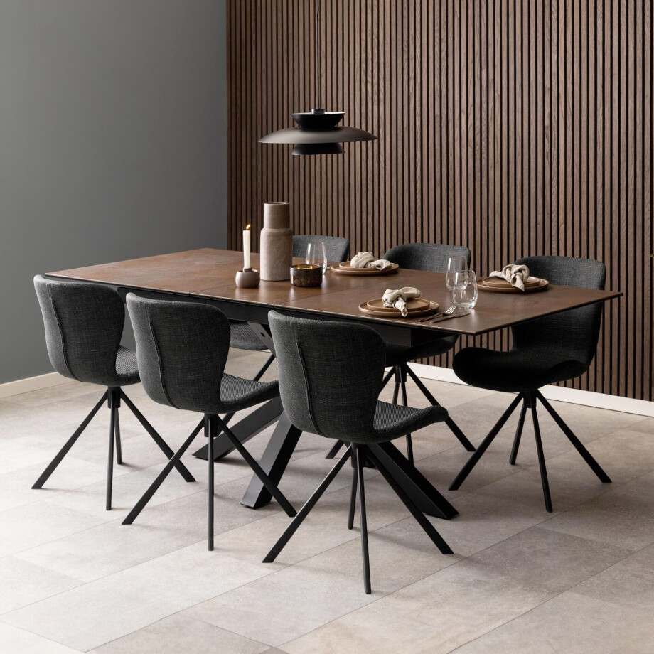 Bendt Uitschuifbare Eettafel 'Line' Keramiek, 168-210 x 90cm, kleur Bruin afbeelding 1