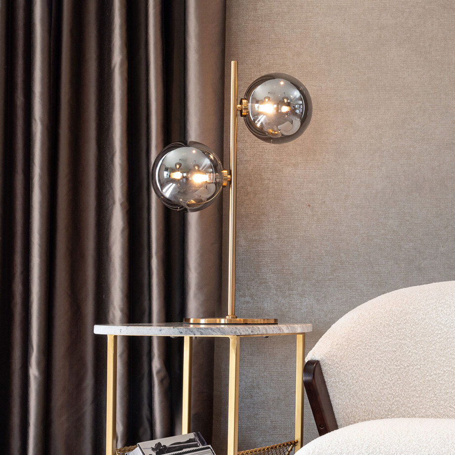 Richmond Tafellamp 'Lise' 2-lamps, kleur Brushed Gold afbeelding 1