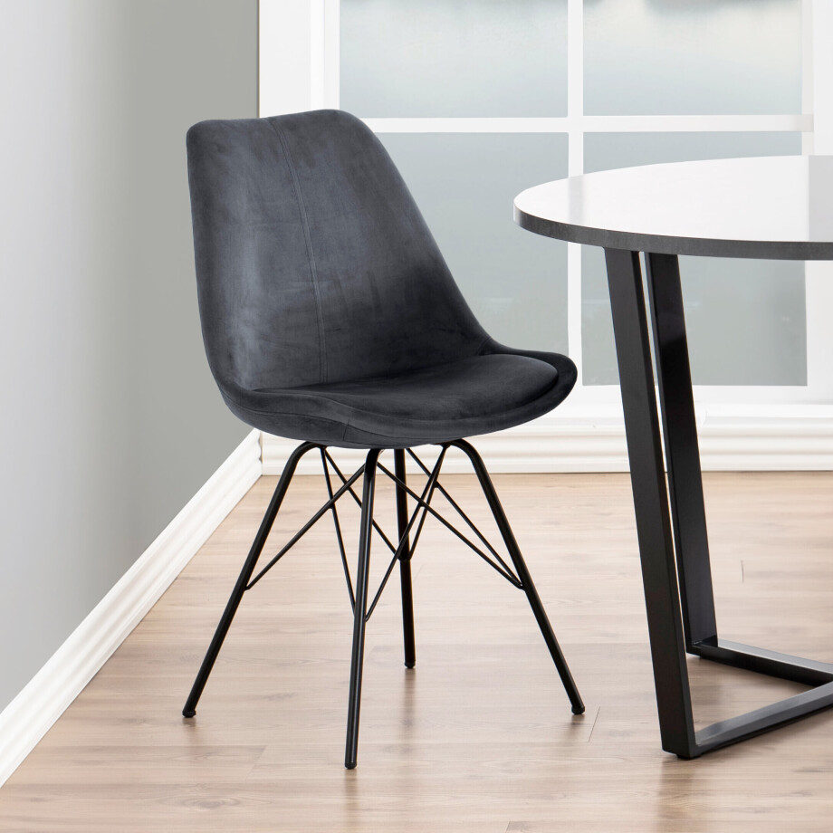 Bendt Eetkamerstoel 'Liva' Velvet, kleur Donkergrijs Bendt Eetkamerstoel 'Liva' Velvet, kleur Donkergrijs afbeelding 1