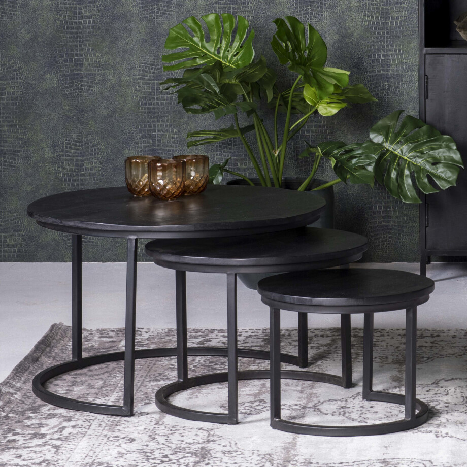 Livingfurn Salontafel 'Kala' Set van 3 stuks, kleur zwart afbeelding 1