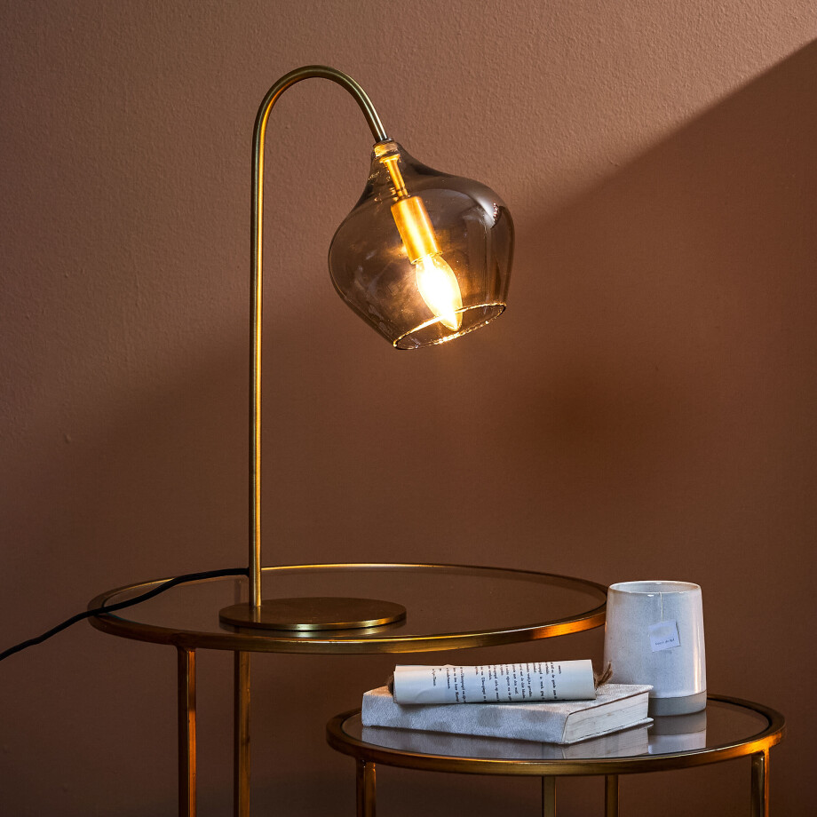 Light & Living Tafellamp 'Rakel', antiek brons+smoke Light & Living Tafellamp 'Rakel', antiek brons+smoke afbeelding 1