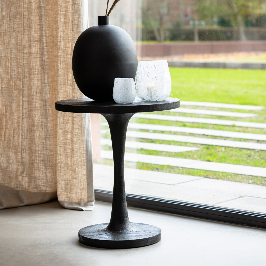 Light & Living Bijzettafel 'Bicaba' Ø50cm, hout zwart afbeelding 