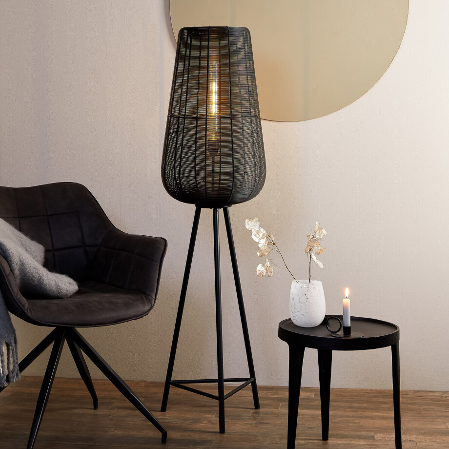 Light & Living Vloerlamp 'Adeta', mat zwart, 135cm hoog Light & Living Vloerlamp 'Adeta', mat zwart, 135cm hoog afbeelding 1