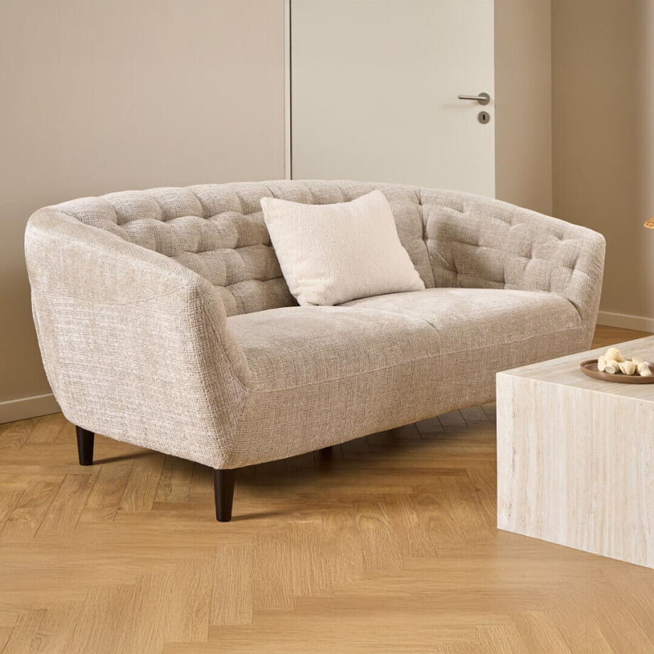 Bendt 3-zits Bank 'Loes' Chenille, kleur Beige Bendt 3-zits Bank 'Loes' Chenille, kleur Beige afbeelding 1