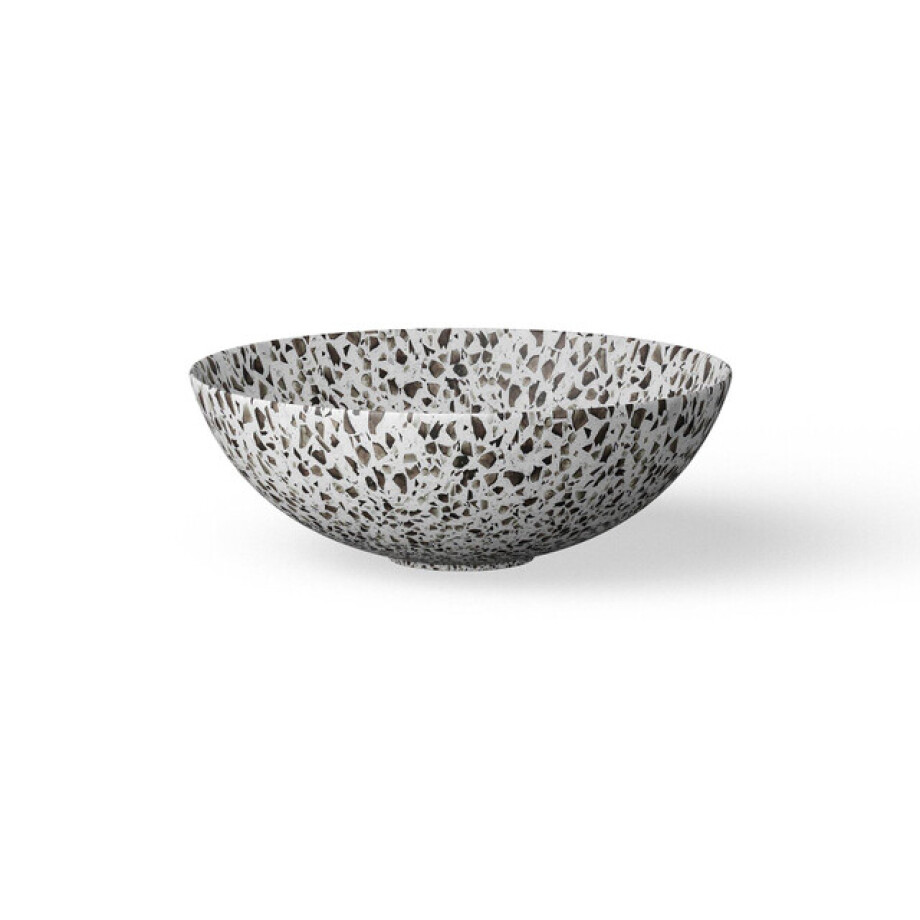 Looox Ceramic terrazzo waskom - 40x15cm - Black wwk40tzw afbeelding 1