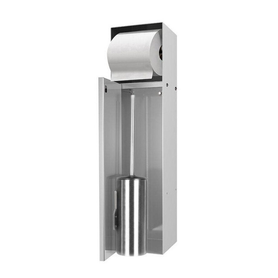 Looox Closed closetborstelgarnituur - met rolhouder - tegelbaar - rvs geborsteld cl9 afbeelding 1