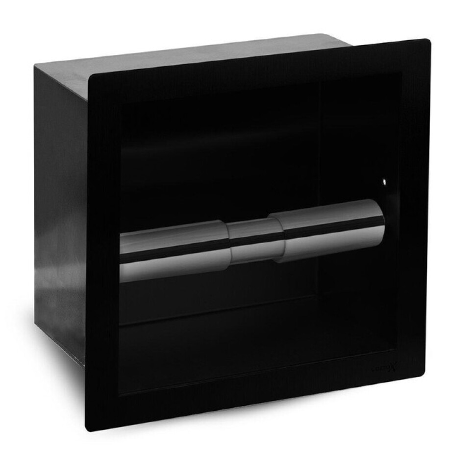 Looox Closed closetrolhouder - inbouw - 1 rol - zwart mat cl4-mz afbeelding 1