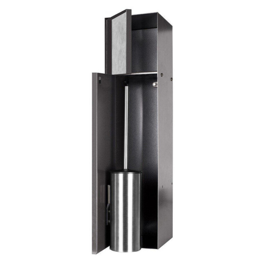 Looox Closed inbouw closetrolhouder - 2 deuren - betegelbaar - antraciet cl-10-a afbeelding 1