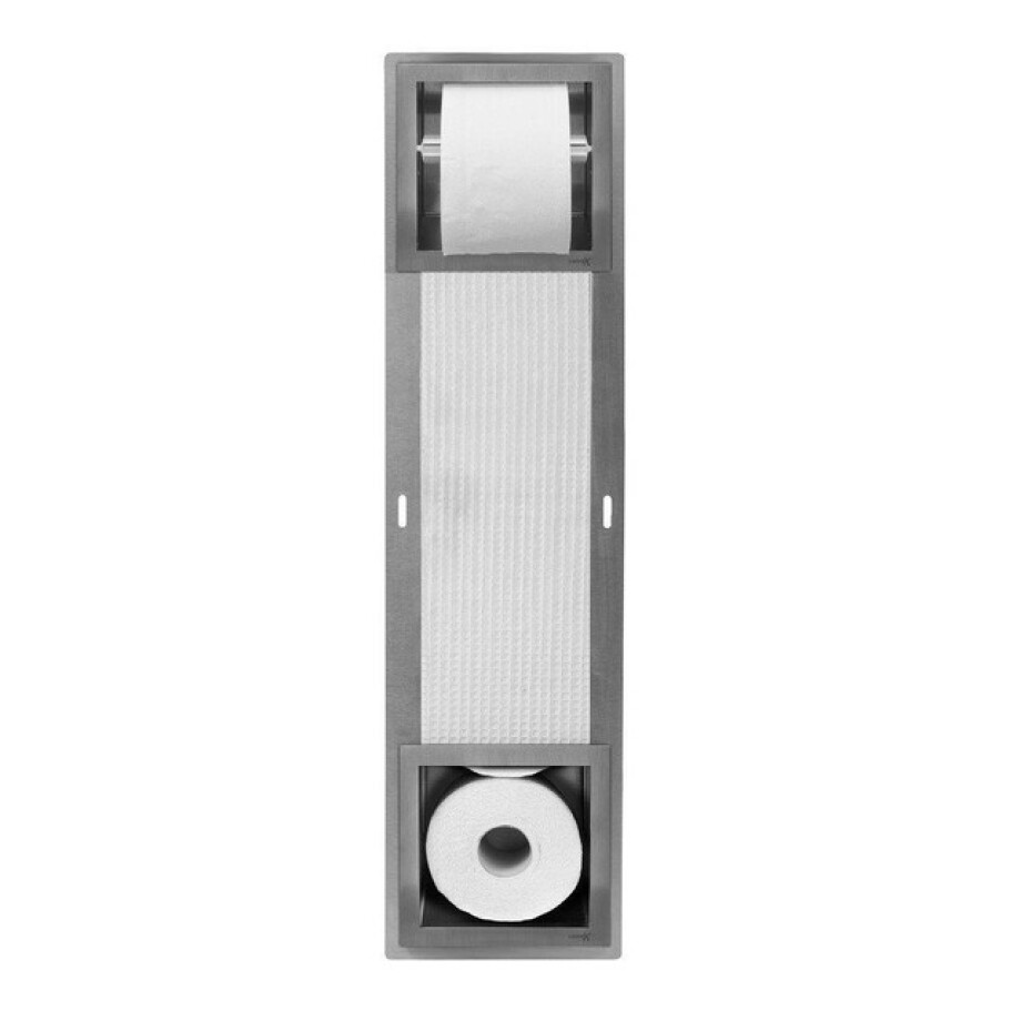 Looox Closed inbouw closetrolhouder - met reserverolhouder - 5 rollen - rvs geborsteld cl5 afbeelding 1