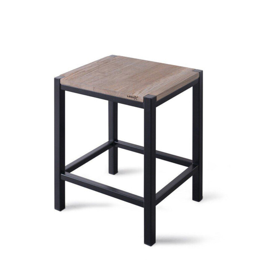 Looox Wood collection kruk 35x30x45 met frame zwart mat eiken wstoolmz afbeelding 1
