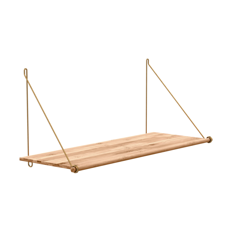 Loop Shelf - Bamboe boekenplank - Brass - B72 x H31 x D26 cm Loop Shelf - Bamboe boekenplank - Brass - B72 x H31 x D26 cm afbeelding 1