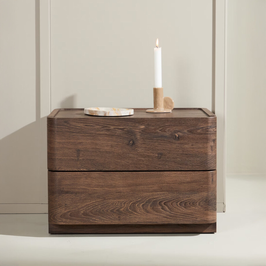 Nohr Ladekast / Nachtkastje 'Lotte' Met 2 laden, kleur Mocca Nohr Ladekast / Nachtkastje 'Lotte' Met 2 laden, kleur Mocca afbeelding
