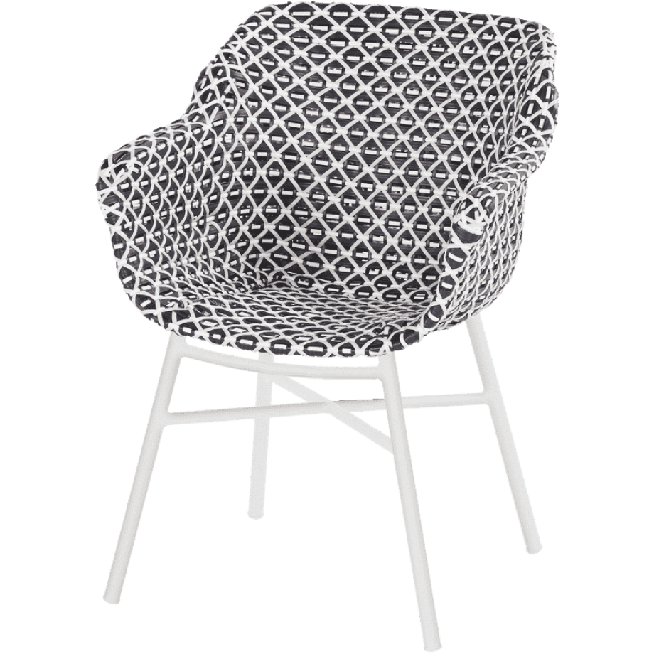 Hartman Tuinstoel 'Delphine' Wicker, kleur Wit/Zwart Hartman Tuinstoel 'Delphine' Wicker, kleur Wit/Zwart afbeelding 1