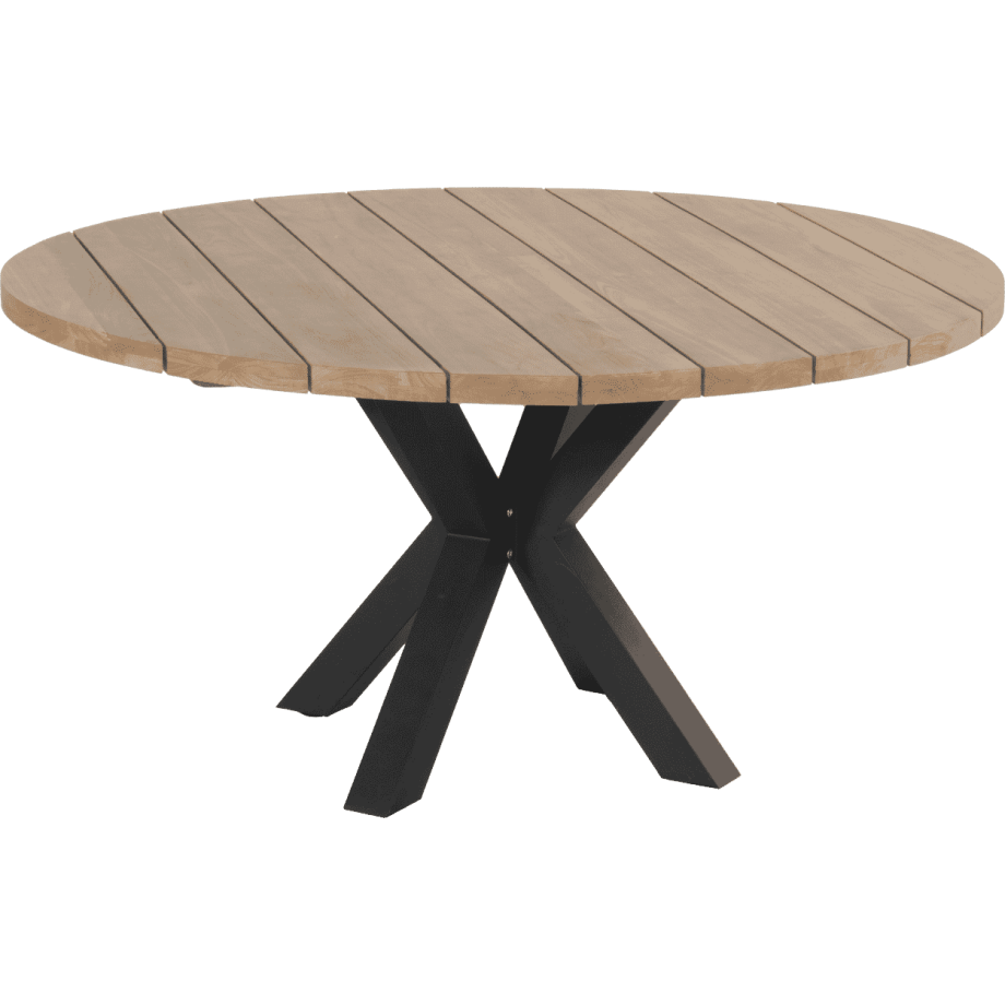 Hartman Ronde Tuintafel 'Stephanie' Teakhout, 150cm, kleur Naturel/Zwart afbeelding 1