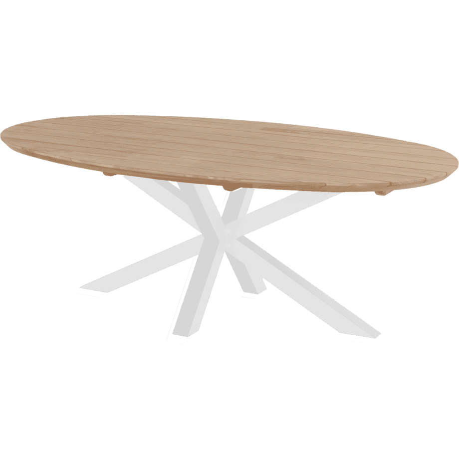 Hartman Ovale Tuintafel 'Stephanie' Teakhout, 240 x 140cm, kleur Naturel/Wit afbeelding 1