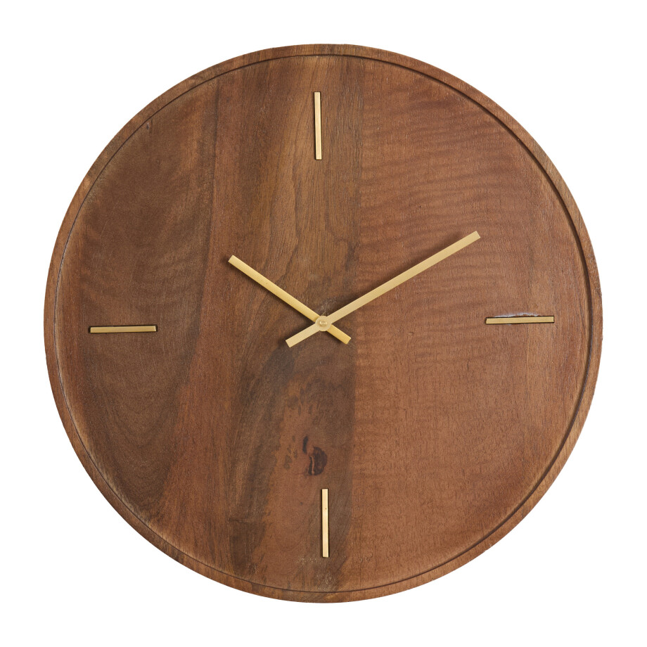 Light & Living Klok 'Veti' Mangohout, 41cm, kleur Bruin afbeelding 1