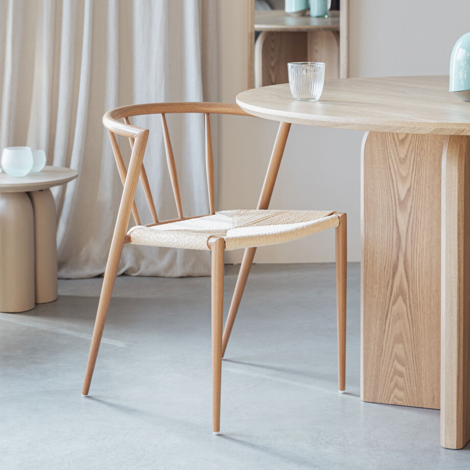 ZILT Eetkamerstoel 'Fraidy' Houtlook en rotan afbeelding 