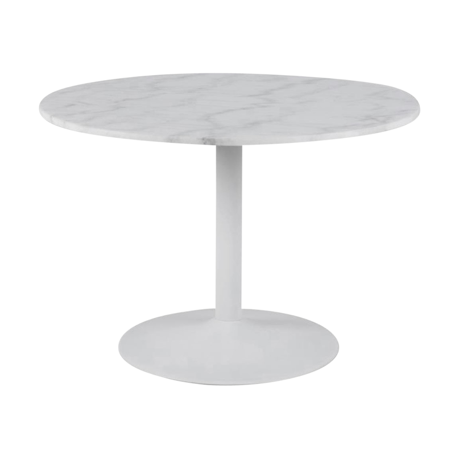 Luci eettafel marmer wit - wit metalen onderstel - Ø110 cm afbeelding 1