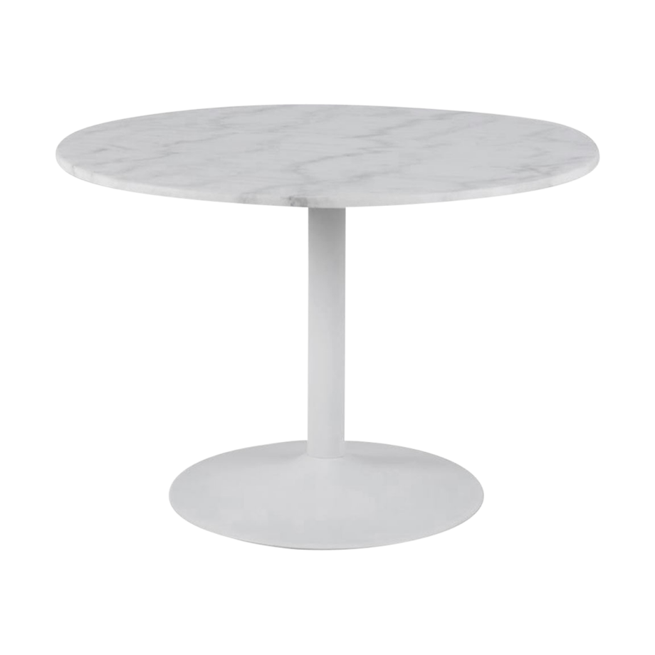 Luci eettafel marmer wit - wit metalen onderstel - Ø110 cm Luci eettafel marmer wit - wit metalen onderstel - Ø110 cm afbeelding 1